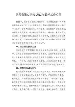 某某街道办事处2022年民政工作总结.docx