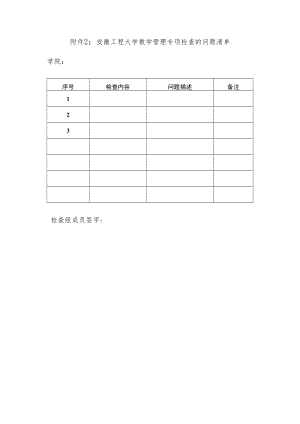 附件2：安徽工程大学教学管理专项检查的问题清单.docx
