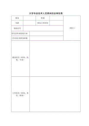 大学专业技术人员离岗创业审批表.docx