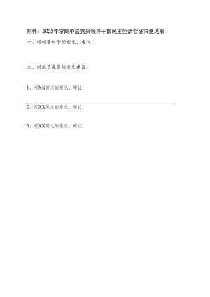 2022年度民主生活会征求意见表（空表模板）2.docx