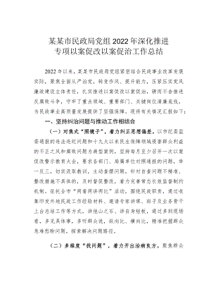 某某市民政局党组2022年深化推进专项以案促改以案促治工作总结.docx