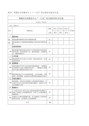 顺德区行政服务中心“一门式”综合服务项目评分表.docx