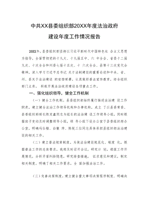 中共XX县委组织部20XX年度法治政府建设年度工作情况报告（20220120）.docx