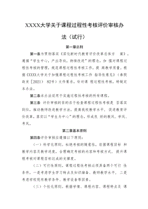 XXXX大学关于课程过程性考核评价审核办法（试行）.docx