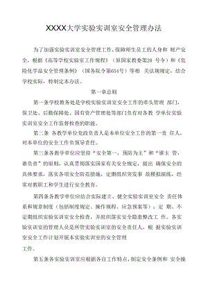 XXXX大学实验实训室安全管理办法.docx