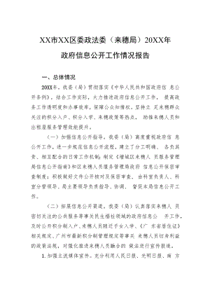 XX市XX区委政法委（来穗局）20XX年政府信息公开工作情况报告（20220125）.docx
