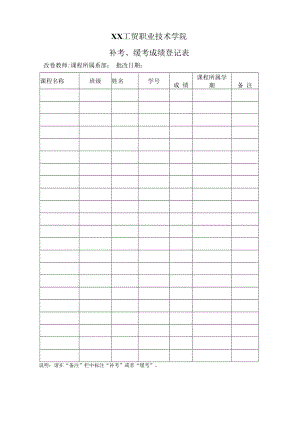 XX工贸职业技术学院补考、缓考成绩登记表.docx
