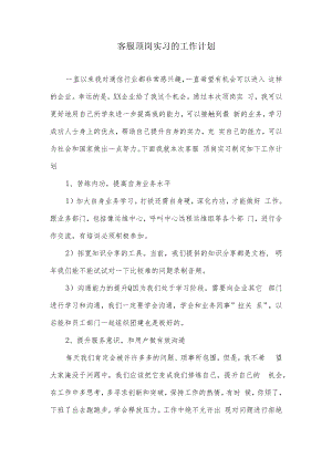 10086客服顶岗实习的工作计划.docx
