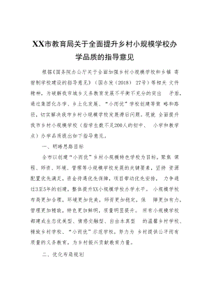 XX市教育局关于全面提升乡村小规模学校办学品质的指导意见.docx