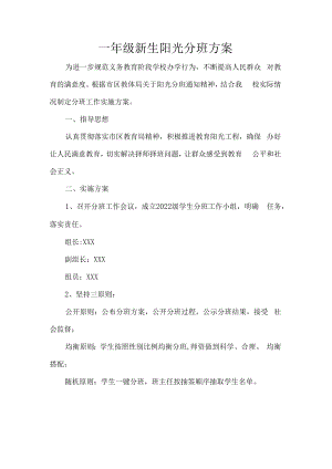 一年级新生阳光分班方案.docx