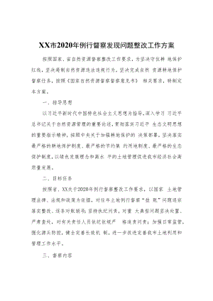 XX市2020年例行督察发现问题整改工作方案.docx
