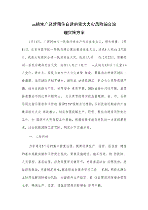 xx镇生产经营租住自建房重大火灾风险综合治理实施方案.docx