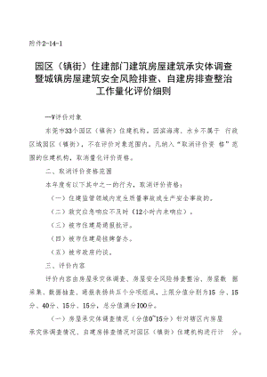 141：质安科园区（镇街）住房城乡建设房屋建筑承灾体调查暨城镇房屋建筑安全风险排查整治工作量化评价细则.docx