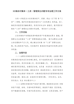 XX镇农村集体“三资”管理突出问题专项治理工作方案.docx