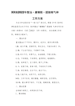 XX镇2022年整治“庸懒散”提振精气神工作方案.docx
