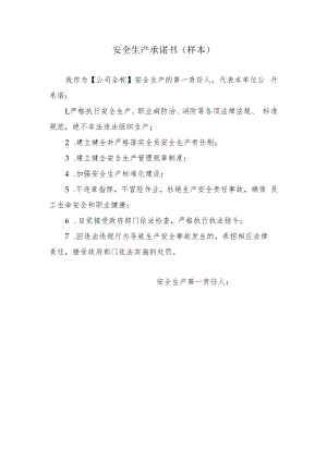 2022《公司主要负责人安全生产承诺书（样本）》模板.docx