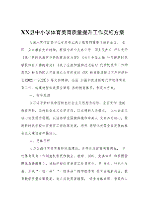 XX县中小学体育美育质量提升工作实施方案.docx