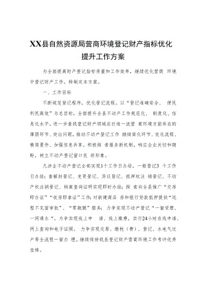 XX县自然资源局营商环境登记财产指标优化提升工作方案.docx