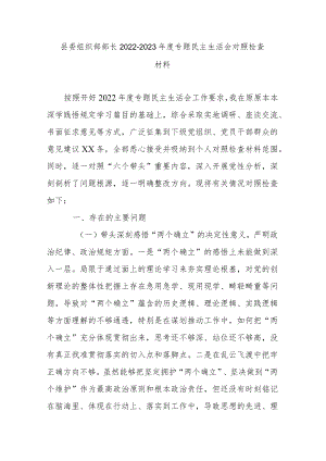 县委组织部部长2022-2023年度专题民主生活会对照检查材料.docx
