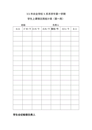 XX市农业学校X系系X学年第X学期学生上课情况周统计表（第X周）.docx