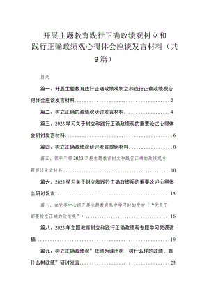 开展主题教育践行正确政绩观树立和践行正确政绩观心得体会座谈发言材料（共9篇）.docx