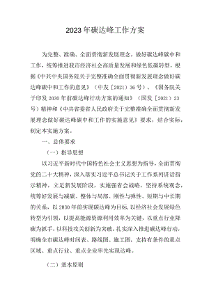 2023年碳达峰工作方案.docx