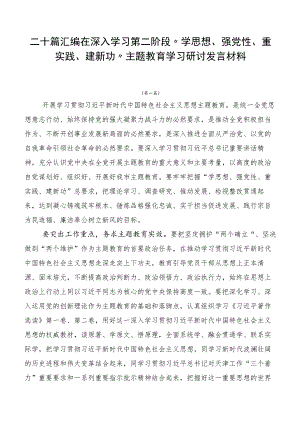 二十篇汇编在深入学习第二阶段“学思想、强党性、重实践、建新功”主题教育学习研讨发言材料.docx