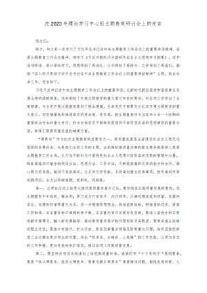 （2篇）在2023年理论学习中心组主题教育研讨会上的发言+第二批主题教育筹备工作座谈会研讨发言材料.docx