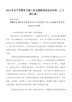 2023年关于开展学习第二批主题教育的发言材料（二十篇汇编）.docx