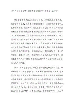 在9月份纪检监察干部教育整顿集体学习交流会上的发言.docx