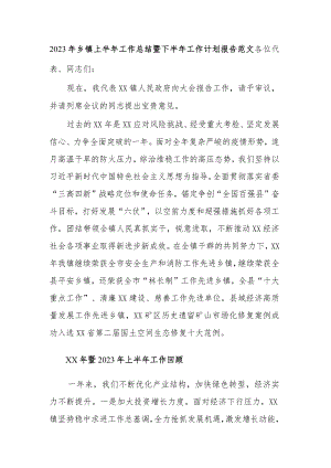 2023年乡镇上半年工作总结暨下半年工作计划报告范文.docx