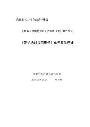 爱护地球 共同责任 单元作业设计.docx