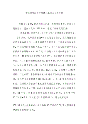 市长在市经济发展情况汇报会上的发言.docx