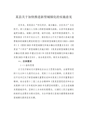 某县关于加快推进新型城镇化的实施意见.docx