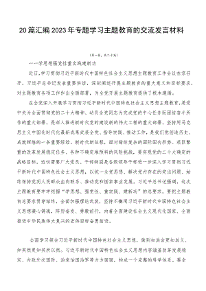 20篇汇编2023年专题学习主题教育的交流发言材料.docx