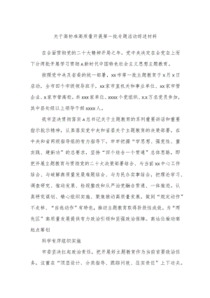 关于高标准高质量开展第一批专题活动综述材料.docx