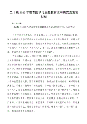 二十篇2023年在专题学习主题教育读书班交流发言材料.docx