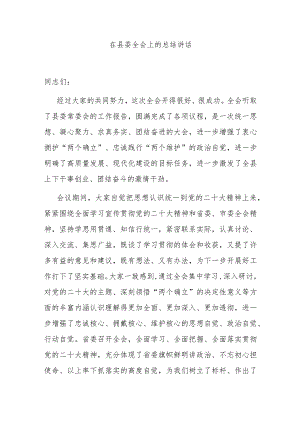 在县委全会上的总结讲话.docx