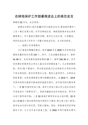 在耕地保护工作部署推进会上的表态发言.docx