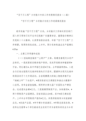“百千万工程”乡村振兴专班工作进展情况报告(二篇).docx