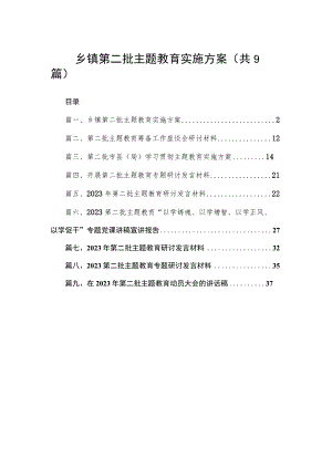 乡镇第二批主题教育实施方案（共9篇）.docx