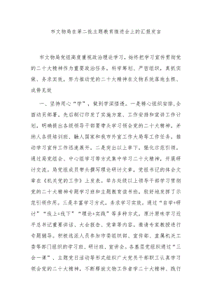 市文物局在第二批主题教育推进会上的汇报发言.docx