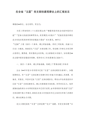 在全省“五星”党支部创建观摩会上的汇报发言.docx
