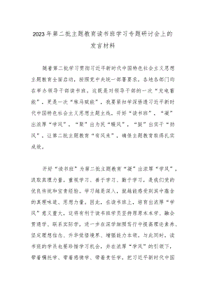 2023年第二批主题教育读书班学习专题研讨会上的发言材料.docx