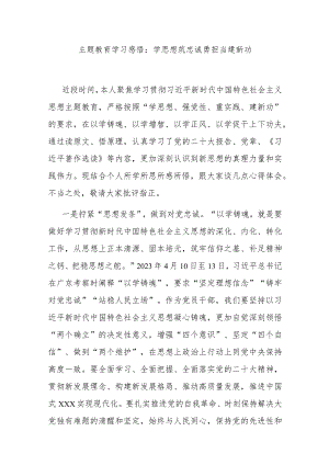 主题教育学习感悟：学思想 筑忠诚 勇担当 建新功.docx