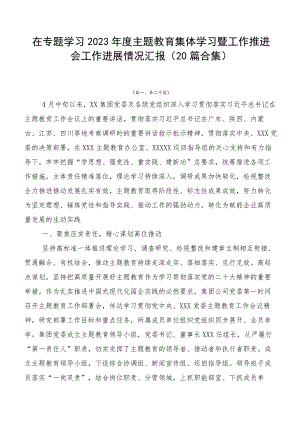 在专题学习2023年度主题教育集体学习暨工作推进会工作进展情况汇报（20篇合集）.docx