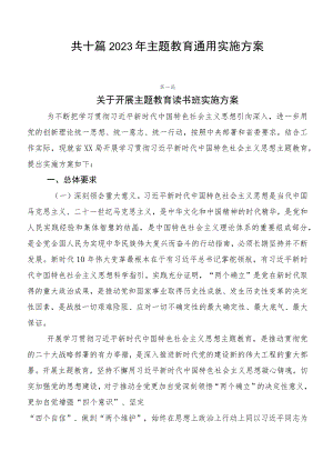 共十篇2023年主题教育通用实施方案.docx