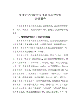 推进文化和旅游深度融合高效发展调研报告.docx