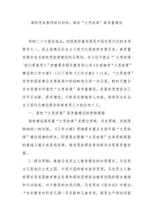 高校思政教师培训材料：高校“大思政课”高质量建设.docx