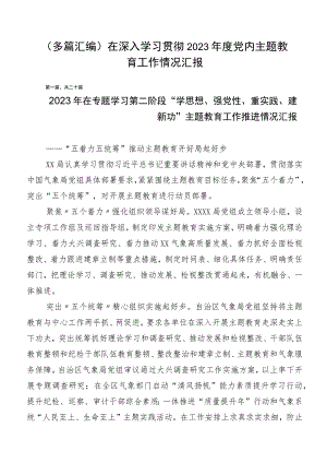 （多篇汇编）在深入学习贯彻2023年度党内主题教育工作情况汇报.docx